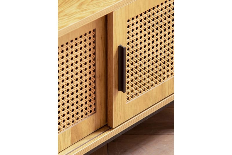 Lavbord Wohnling sponplate foliert med 2 skyvedører, wienerflette, moderne stil Eik - Eik - Møbler - TV- & Mediamøbler - Mediestativ & veggfeste - TV-veggfeste