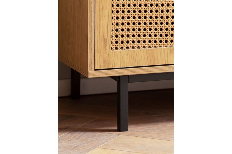 Lavbord Wohnling sponplate foliert med 2 skyvedører, wienerflette, moderne stil Eik - Eik - Møbler - TV- & Mediamøbler - Mediestativ & veggfeste - TV-veggfeste