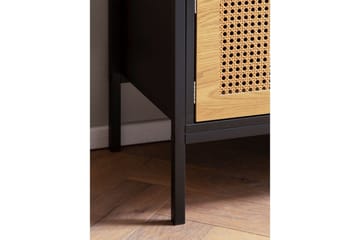 Lavbord Wohnling sponplate foliert med 2 skyvedører, wienerflette, moderne stil Svart, Eik - Svart, Eik - Møbler - TV- & Mediamøbler - Mediestativ & veggfeste - TV-veggfeste