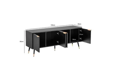 Lavbord Wohnling Sponplate Svart Foliert med 2 Dører Moderne Eik med Metallben - Møbler - TV- & Mediamøbler - TV benk & mediabenk