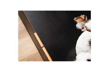 Lavbord Wohnling Sponplate Svart Foliert med 2 Dører Moderne Eik med Metallben - Møbler - TV- & Mediamøbler - TV benk & mediabenk