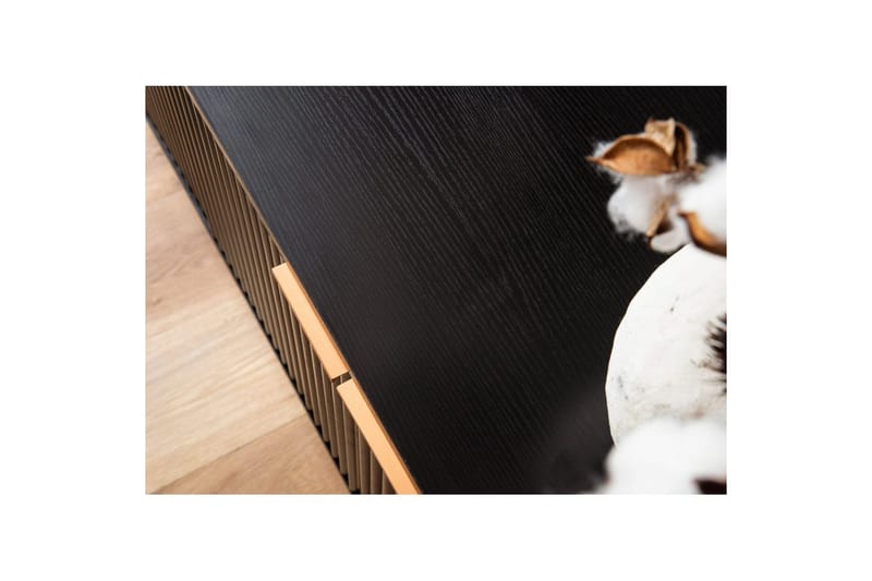 Lavbord Wohnling Sponplate Svart Foliert med 2 Dører Moderne Eik med Metallben - Møbler - TV- & Mediamøbler - TV benk & mediabenk