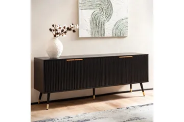 Lavbord Wohnling Sponplate Svart Foliert med 2 Dører Moderne Eik med Metallben - Møbler - TV- & Mediamøbler - TV benk & mediabenk