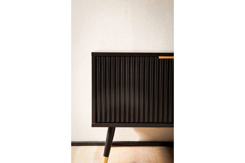 Lavbord Wohnling Sponplate Svart Foliert med 2 Dører Oppbevaringsbrett Moderne - Møbler - TV- & Mediamøbler - TV benk & mediabenk