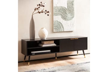 Lavbord Wohnling Sponplate Svart Foliert med 2 Dører Oppbevaringsbrett Moderne - Møbler - TV- & Mediamøbler - TV benk & mediabenk