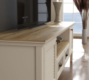 Lopira TV-benk 180 cm - Krem, eik, grå - Møbler - TV- & Mediamøbler - Mediestativ & veggfeste - TV-veggfeste