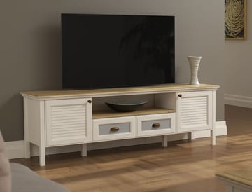 Lopira TV-benk 180 cm - Krem, eik, grå - Møbler - TV- & Mediamøbler - Mediestativ & veggfeste - TV-veggfeste