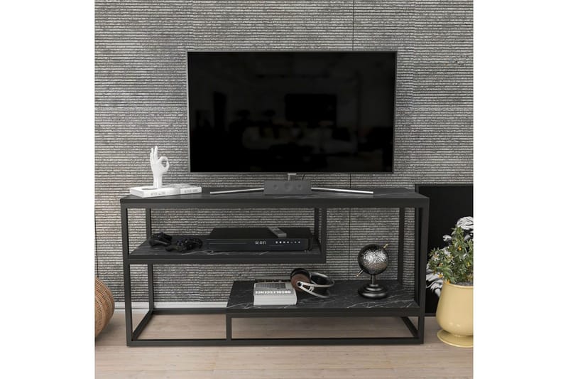 Lorin TV-benk 120 cm - Sort/Hvit - Møbler - TV- & Mediamøbler - TV benk & mediabenk
