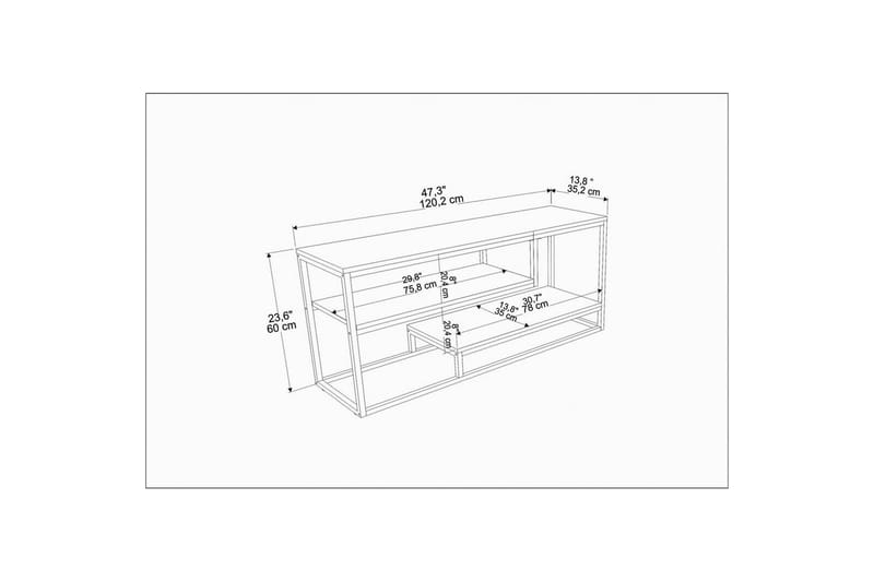 Lorin TV-benk 120 cm - Sort/Hvit - Møbler - TV- & Mediamøbler - TV benk & mediabenk