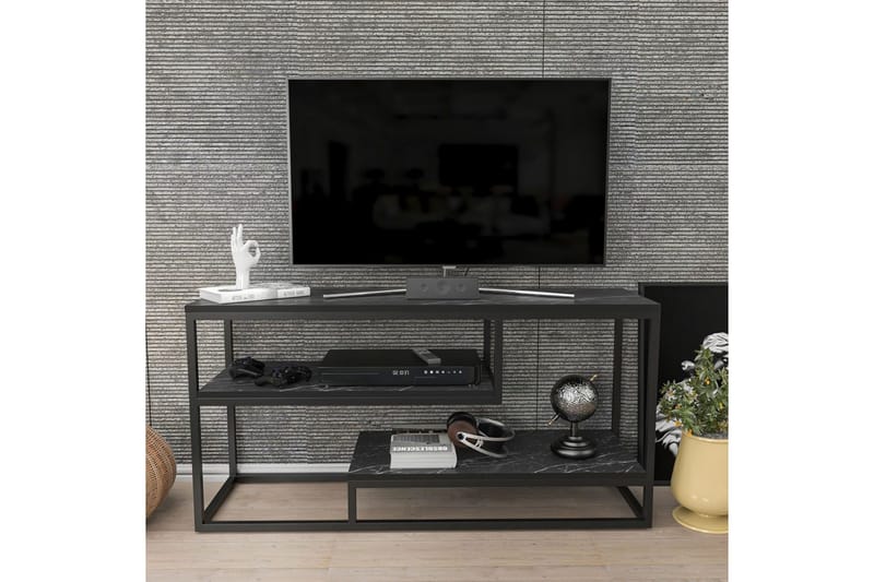 Lorin TV-benk 120 cm - Sort/Hvit - Møbler - TV- & Mediamøbler - TV benk & mediabenk