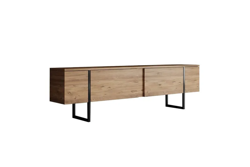 Luxe Gulvstående TV-benk 180 cm med Oppbevaring i Furu, Beige