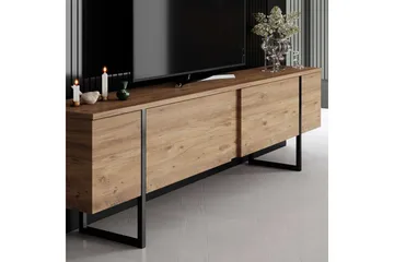 Luxe Gulvstående TV-benk 180 cm med Oppbevaring i Furu - Beige - Møbler - TV- & Mediamøbler - TV benk & mediabenk