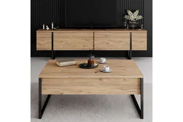 Luxe Gulvstående TV-benk 180 cm med Oppbevaring i Furu - Beige - Møbler - TV- & Mediamøbler - TV benk & mediabenk