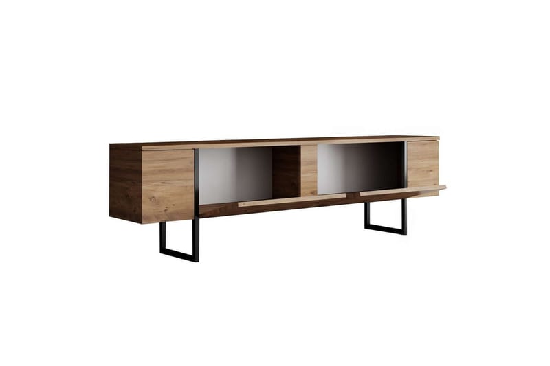 Luxe Gulvstående TV-benk 180 cm med Oppbevaring i Furu - Beige - Møbler - TV- & Mediamøbler - TV benk & mediabenk