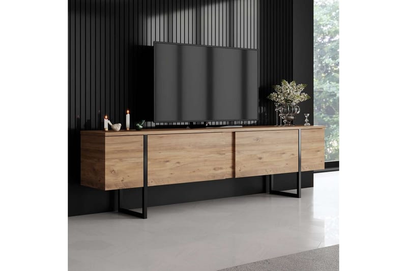 Luxe TV-benk 180 cm - Natur/Sort - Møbler - TV- & Mediamøbler - TV benk & mediabenk