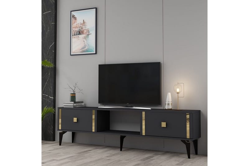 Male TV-benk 150 cm - Antrasitt/Gull - Møbler - TV- & Mediamøbler - TV benk & mediabenk