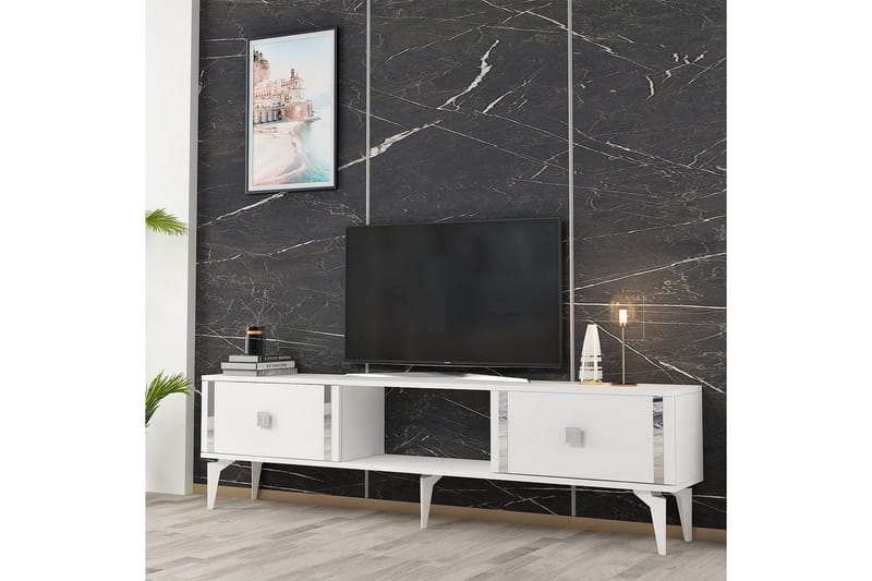 Male TV-benk 150 cm - Hvit/Sølv - Møbler - TV- & Mediamøbler - TV benk & mediabenk