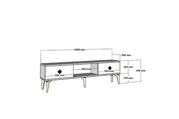 Male TV-benk 150 cm - Hvit/Sølv - Møbler - TV- & Mediamøbler - TV benk & mediabenk