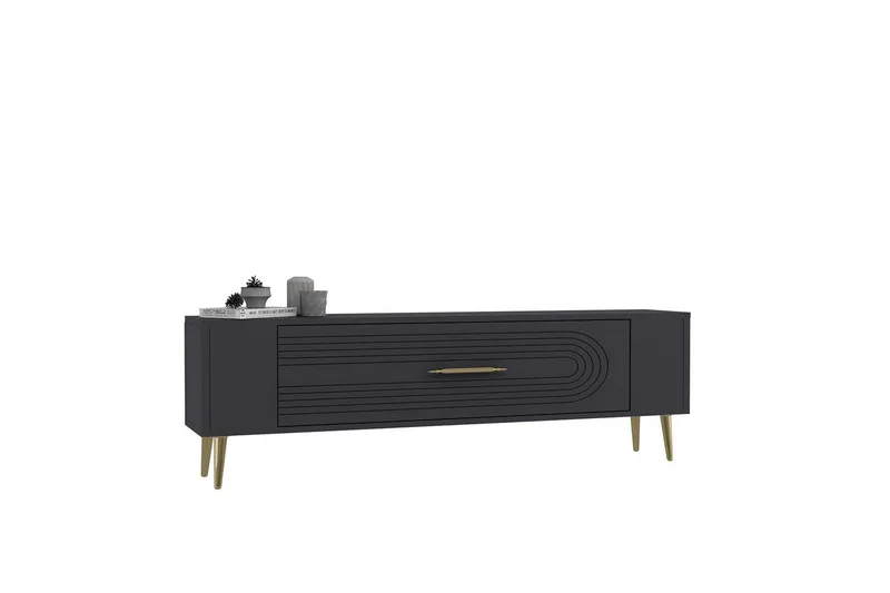 Mirel TV-benk 120 cm, Antrasitt/Gull