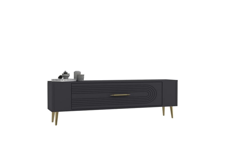 Mirel TV-benk 120 cm, Antrasitt/Gull