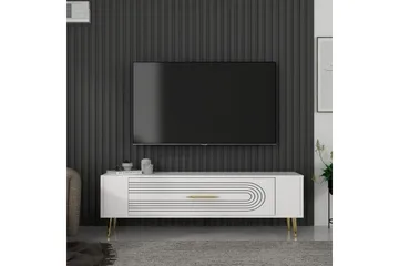 Mirel TV-benk 120 cm - Hvit/Gull - Møbler - TV- & Mediamøbler - TV benk & mediabenk