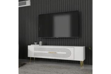 Mirel TV-benk 120 cm - Hvit/Gull - Møbler - TV- & Mediamøbler - TV benk & mediabenk