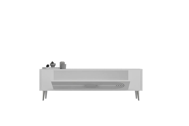 Mirel TV-benk 120 cm - Hvit/Sølv - Møbler - TV- & Mediamøbler - TV benk & mediabenk