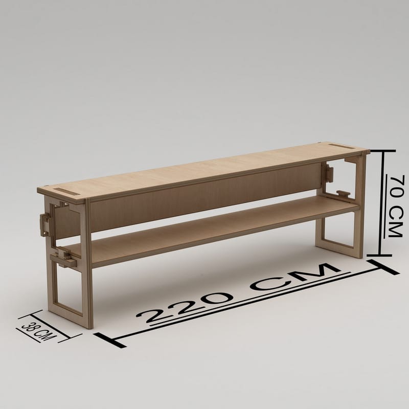 Mopira TV-benk 220 cm - Naturlig tre - Møbler - TV- & Mediamøbler - Mediestativ & veggfeste - TV-veggfeste