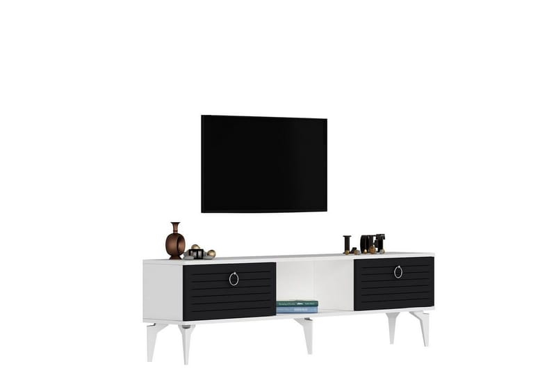 Mula TV-benk 150 cm - Hvit/Antrasitt - Møbler - TV- & Mediamøbler - TV benk & mediabenk