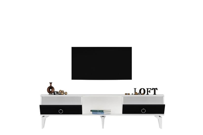 Mula TV-benk 150 cm - Hvit/Antrasitt - Møbler - TV- & Mediamøbler - TV benk & mediabenk