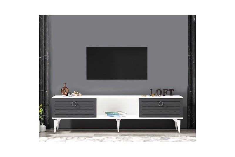 Mula TV-benk 150 cm - Hvit/Antrasitt - Møbler - TV- & Mediamøbler - TV benk & mediabenk