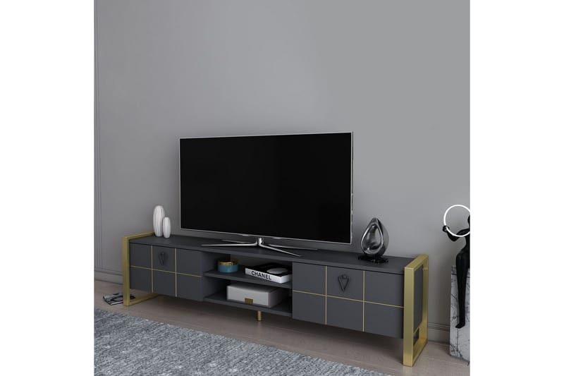 Munetaka TV-benk 184 cm - Antrasitt/Gull - Møbler - TV- & Mediamøbler - TV benk & mediabenk