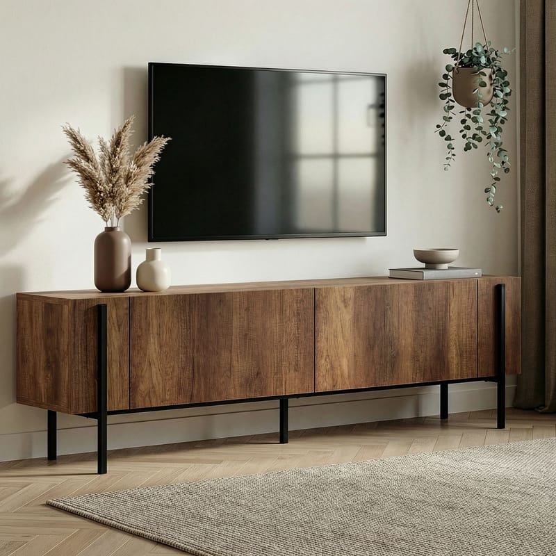 Nexus TV-benk 180 cm - Barok valnøtt og svart - Møbler - TV- & Mediamøbler - Mediestativ & veggfeste - TV-veggfeste