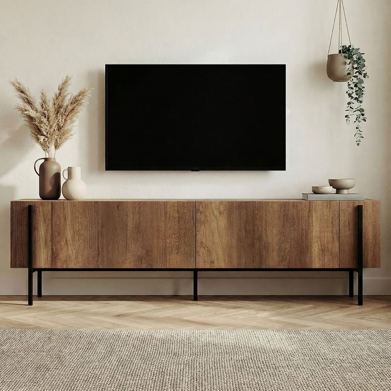 Nexus TV-benk 180 cm - Barok valnøtt og svart - Møbler - TV- & Mediamøbler - Mediestativ & veggfeste - TV-veggfeste