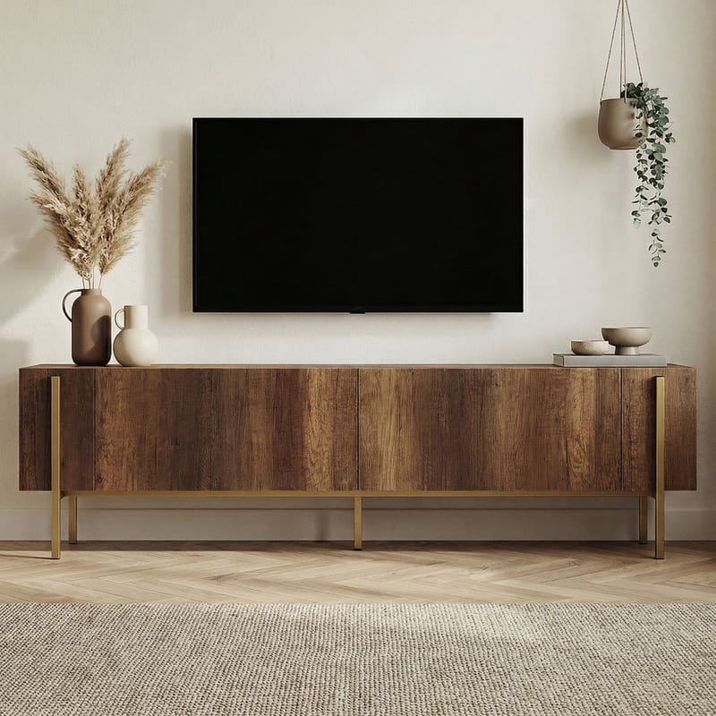 Nexus TV-benk 180 cm - Barok Walnut Gold - Møbler - TV- & Mediamøbler - Mediestativ & veggfeste - TV-veggfeste