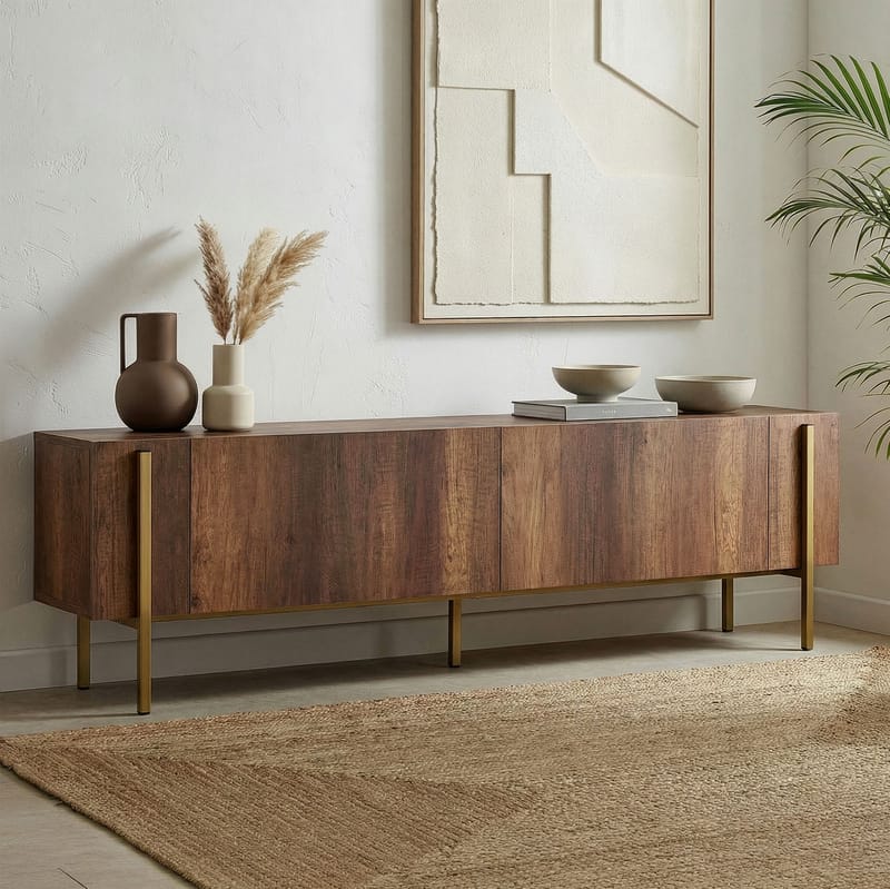 Nexus TV-benk 180 cm - Barok Walnut Gold - Møbler - TV- & Mediamøbler - Mediestativ & veggfeste - TV-veggfeste