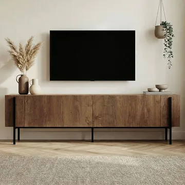 Nexus TV-benk 180 cm - Kafkas Oak og Black - Møbler - TV- & Mediamøbler - Mediestativ & veggfeste - TV-veggfeste