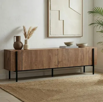 Nexus TV-benk 180 cm - Kafkas Oak og Black - Møbler - TV- & Mediamøbler - Mediestativ & veggfeste - TV-veggfeste