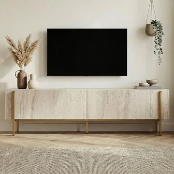 Nexus TV-benk 180 cm - Travertin/gull - Møbler - TV- & Mediamøbler - TV benk & mediabenk