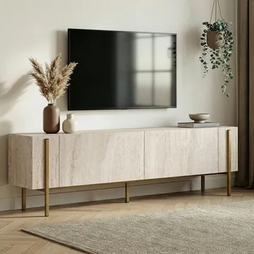 Nexus TV-benk 180 cm - Travertin/gull - Møbler - TV- & Mediamøbler - TV benk & mediabenk