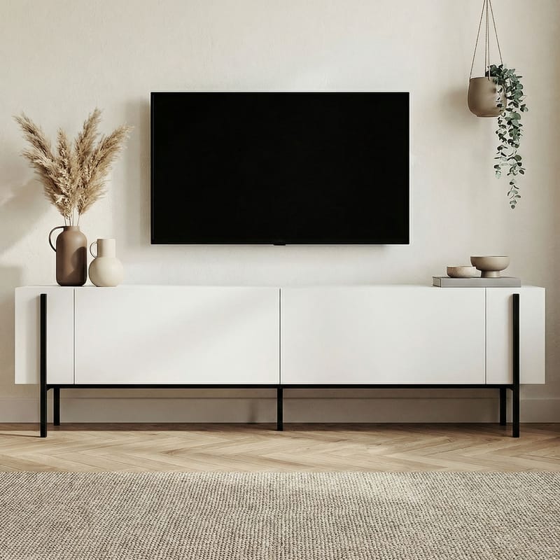 Nexus TV-benk 180 cm - Wood Black og Black - Møbler - TV- & Mediamøbler - Mediestativ & veggfeste - TV-veggfeste
