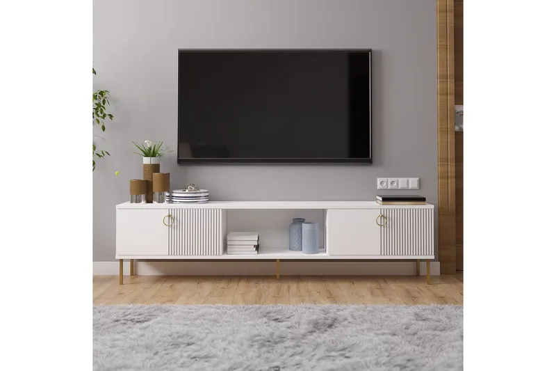 Neyra TV-benk 180 cm - Hvit - Møbler - TV- & Mediamøbler - TV benk & mediabenk