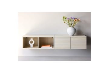 Nomi Vegghengt TV-benk 180 cm med Oppbevaring i Lyst Tre - Beige - Møbler - TV- & Mediamøbler - TV benk & mediabenk