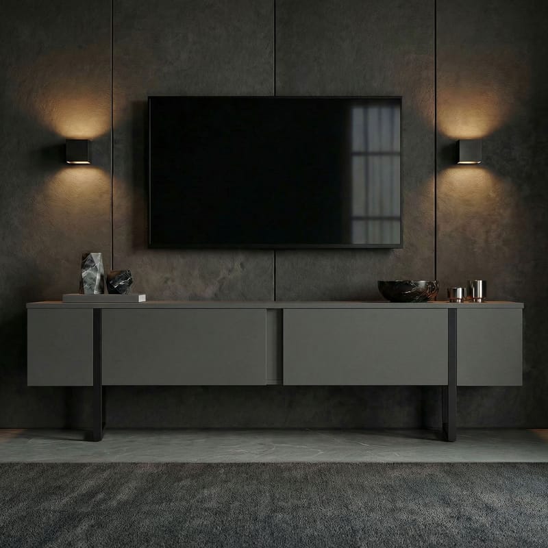 Nopira TV-benk 180 cm - Antrasitt/Svart - Møbler - TV- & Mediamøbler - TV benk & mediabenk