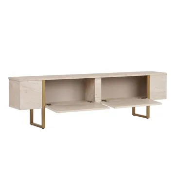 Nopira TV-benk 180 cm - Travertin og gull - Møbler - TV- & Mediamøbler - Mediestativ & veggfeste - TV-veggfeste