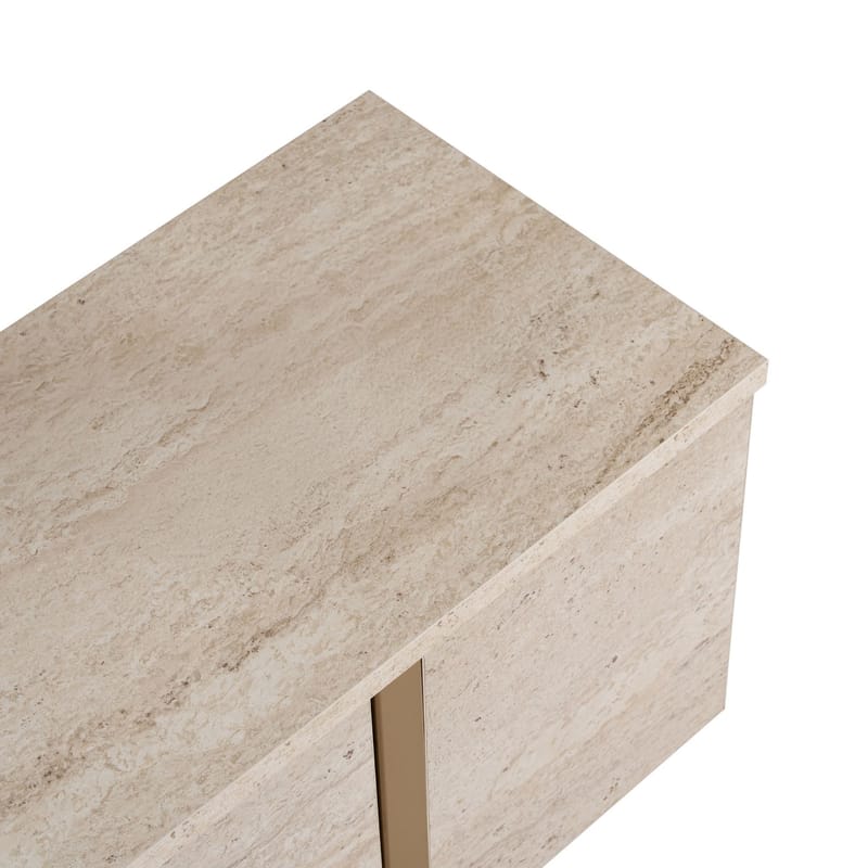 Nopira TV-benk 180 cm - Travertin og gull - Møbler - TV- & Mediamøbler - Mediestativ & veggfeste - TV-veggfeste