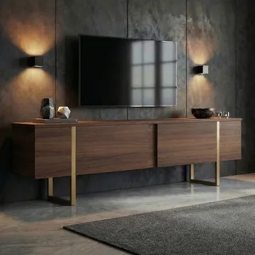 Nopira TV-benk 180 cm - Valnøtt/gull - Møbler - TV- & Mediamøbler - TV benk & mediabenk