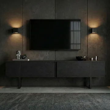 Nopira TV-benk 180 cm - Wood Black og Black - Møbler - TV- & Mediamøbler - Mediestativ & veggfeste - TV-veggfeste
