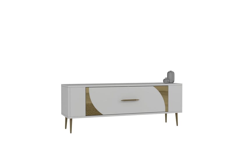Olyra TV-benk 120 cm - Hvit/Gull - Møbler - TV- & Mediamøbler - TV benk & mediabenk