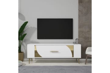 Olyra TV-benk 120 cm - Hvit/Gull - Møbler - TV- & Mediamøbler - TV benk & mediabenk